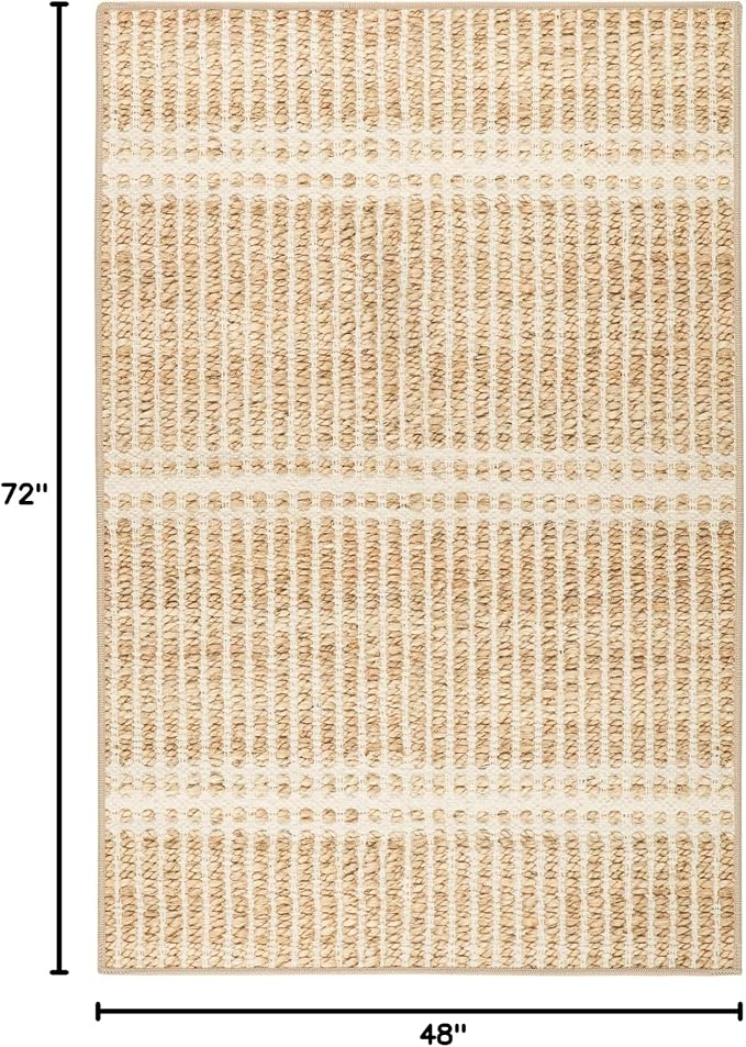 Dash and Albert Arbor Machine Washable Area Rug - 4' x 6' Neutral Stripe Washable Accent Rug Stain-Resistant, Anti-Slip, High Traffic Kitchen, Hallway, Mudroom