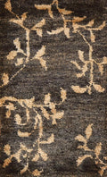 Rug Source Modern Collection Size 3x5 Abstract Area Rug, Hand-Knotted/Hand-Woven Black Floral/Nature Print Rug, Oriental Jute Carpet for Foyer, Entryway, Hallway