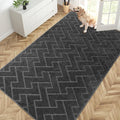 PURRUGS Easy Care Area Rug 4.5ft x 7ft, Non-Slip Machine Washable Door Mat, Stain Resistant Accent Rug for Entry, Hallway, Bedroom, Living Room and Mudroom, Charcoal