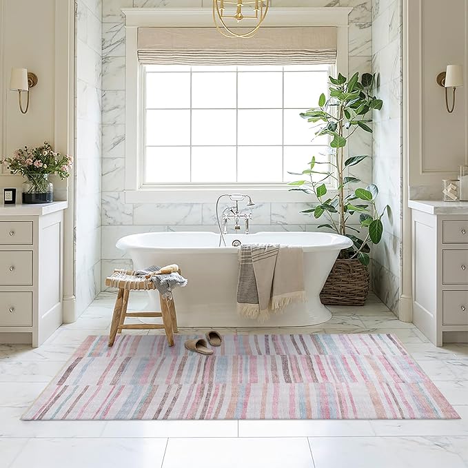 Fame Living Washable Area Rug. Modern Farmhouse. Vintage. Turkish. Bohemian. Distressed. Oriental. Traditional. Rugs for Living Room. Dining. Bedroom. Office. Entryway. Foyer. (865MM, 5' x 6'9")