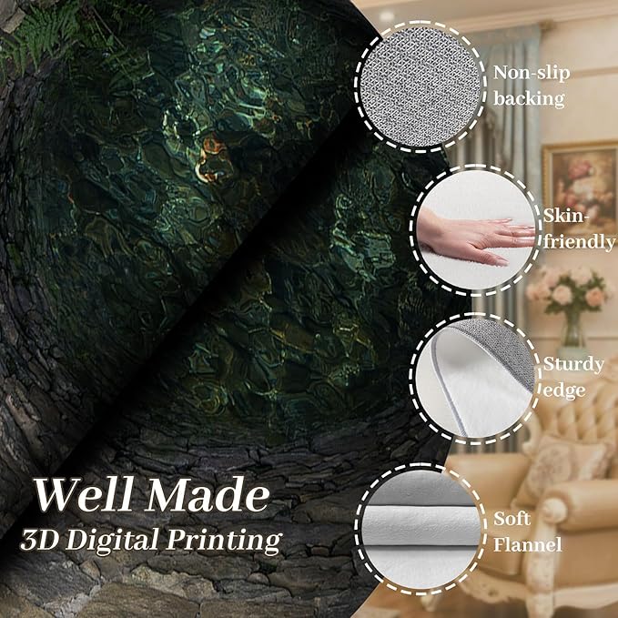 3D Hole Area Rug for Bedroom, 5x7ft, Visual Illusion Stone Cave Trap Design Home Decorative Rugs, Breathable Anti Skid Dirty Resistant Washable Soft Large Carpets for Family Indoor