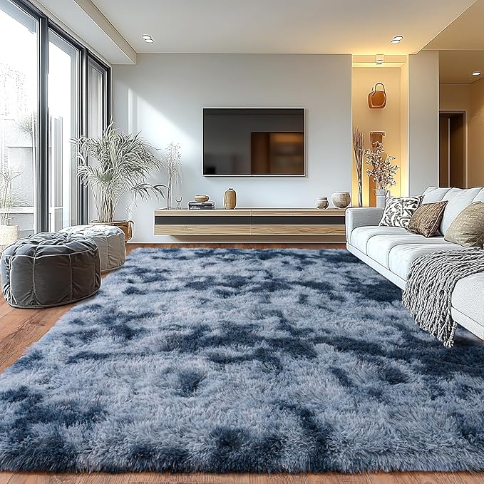 Extra Large Plush Rug High Pile Fluffy Rug for Living Room, Big Plush Non-Skid Shag Carpet, Soft Shaggy Rugs for Bedroom Indoor Modern Home Decor Tie Dye Camel 10x14ft