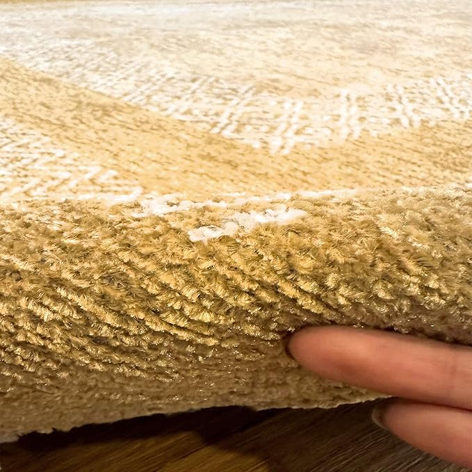 Alfa Rich 3x5 Amber Gold Washable Area Rugs for Living Room Bedroom Kitchen Dining Cotton Runner