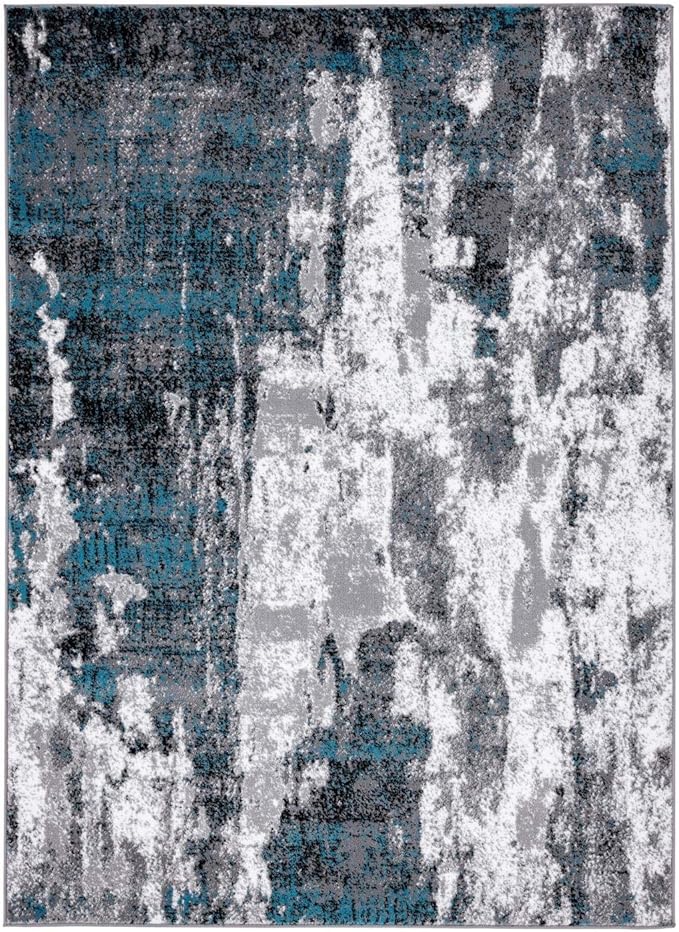 LUXE WEAVERS Modern Abstract Art Turquoise 5x7 Area Rug