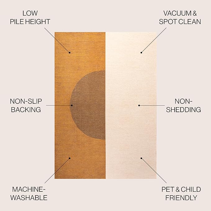 JONATHAN Y Machine Washable Indoor Area Rug 8X10 Brown/Cream/Terracotta, Demie Minimalist Graphic Circle for Living Room, Bedroom, Kitchen, Office, Easy-Cleaning, Pet-Friendly, Non-Shedding WSH114A-8