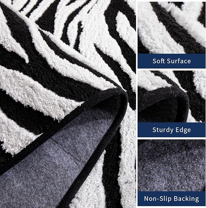 YIHOUSE 8×10 Ft Area Rugs, Black and White Modern Abstract Rug, Washable Plush Soft Zebra Print Carpet, Non-Slip Non-Shedding Rug for Grand Room, Bedroom, Dining Room, Nursery, Home Decor