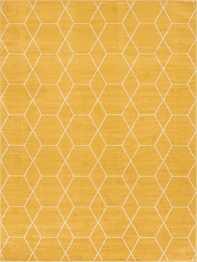 Unique Loom Trellis Frieze Collection Area Rug - Geometric (10' x 13', Yellow/ Ivory)