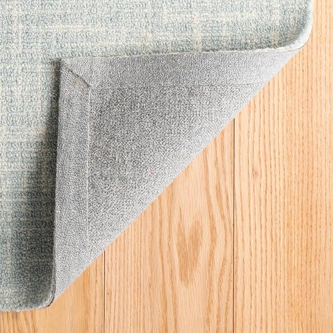 Dash & Albert Crosshatch Sky Hand Micro Hooked Wool Rug, 9.5 X 13.5 Feet, Blue Solid Pattern
