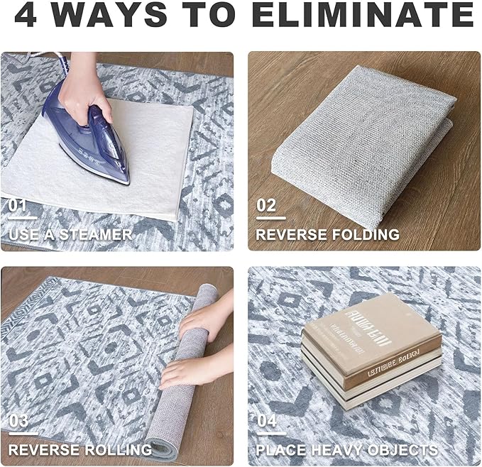 KILOCOCO Hallway Runner Rug 3'x8' Washable Printed Moroccan Runner Rugs Non Slip Entryway Rugs Soft Indoor Long Floor Rug for Bedroom Kitchen Living Room Geometric Boho Carpet Runners, Grey White