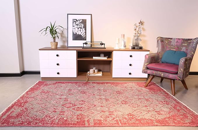 Alfa Rich 3x5 Pink Gray Reversible Washable Area Rugs for Living Room Bedroom Kitchen Decor Runner