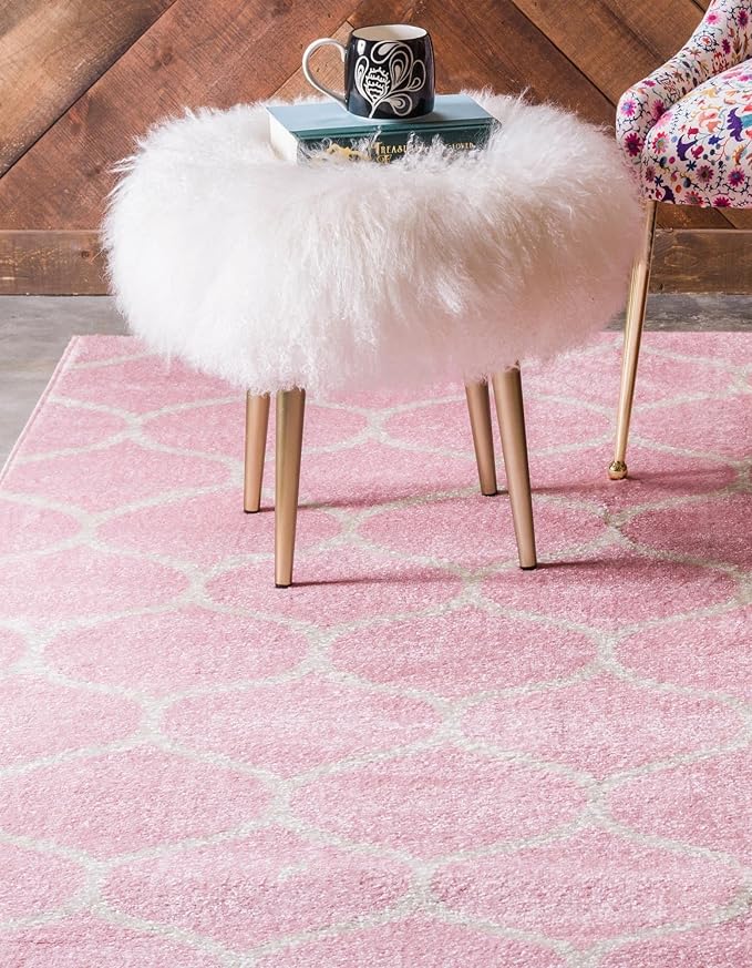 Rugs.com Lattice Frieze Collection Rug – 2' x 3' Light Pink Medium Rug Perfect for Living Rooms, Large Dining Rooms, Open Floorplans