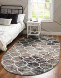 Rugs.com Lattice Frieze Collection Rug – 6' x 9' Oval Blue Multi Medium Rug Perfect for Living Rooms, Large Dining Rooms, Open Floorplans