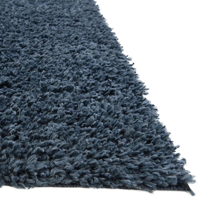 Unique Loom Davos Shag Collection Area Rug - Solid (2' x 8' Runner, Marine Blue)