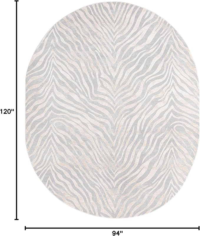 Unique Loom Finsbury Collection Area Rug - Meghan (7' 10" x 10' Oval, Gray and Ivory)