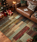 YIHOUSE Brown Area Rug 3x5, Farmhouse Rugs Washable,Vintage Burgundy Carpets for Bedroom,Burnt Orange Area Rug Non Slip,Geometric Boho Rug for Kitchen,Dining Room