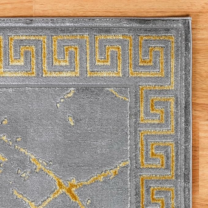 GLORY RUGS Area Rugs Marble 8x10 Grey Gold Carpet Modern Abstract Rug Living Room Dining Bedroom Rug