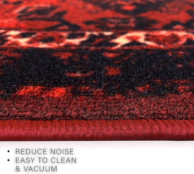 Custom Made Runner Rug Low Pile With Rubber Backing For Kitchen Foyer Hallway Entry Choose Your Length Size 31 Inch Wide Tribal Oriental Bokhara Torkaman Burgundy Color (2 feet x 31 Inch)