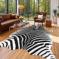 AROGAN Premium Faux Zebra Hide Rug 5.2 x 6.2 Feet, Sturdy and Large Size Bear Print Rugs, Suitable for Bedroom Living Room Western Decor, Faux Fur Animal Carpet, Black and White