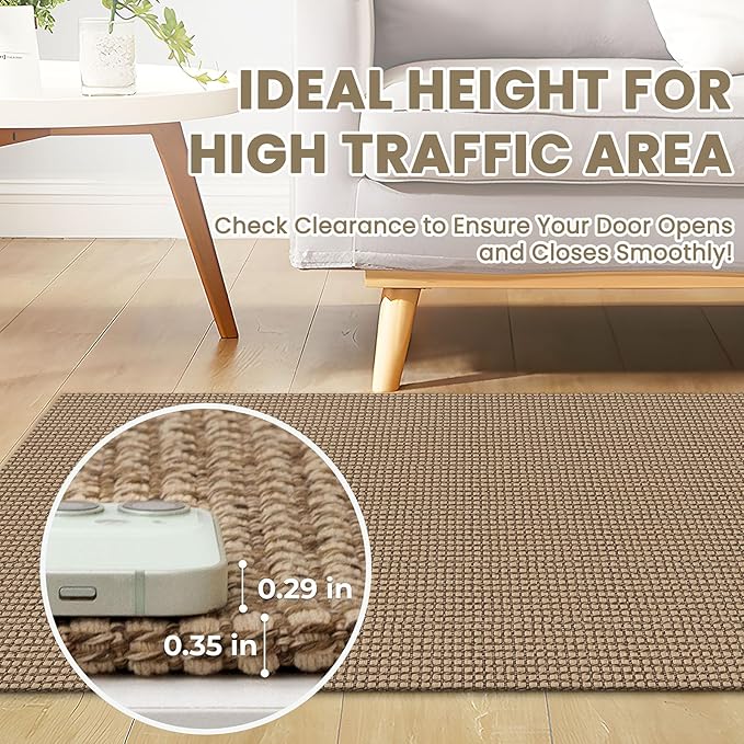 Braided Runner Rug 3x10 Ft Washable Runners for Hallways Non Slip Kitchen Runner Rug Cotton Long Entryway Runner Indoor, Woven Carpet for Hall Kitchen Entryway, Orange/Tan/Brown
