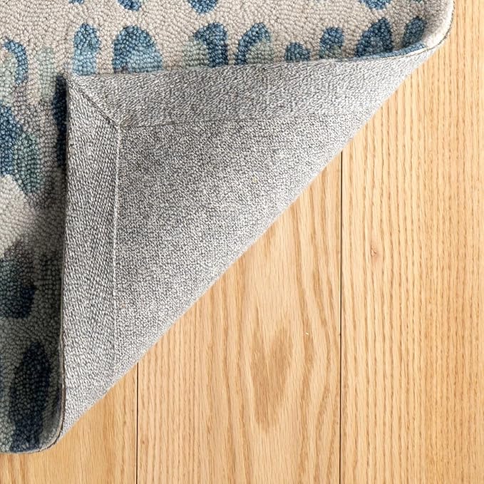 Dash and Albert Paint Chip Wool Area Rug - 6' x 9' Blue Graphic Hand Micro Hooked Accent Rug - Durable, High Traffic Areas Hallway, Living Room, Stairs