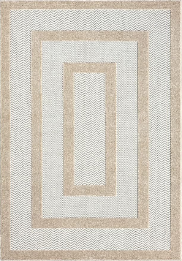 Abani Area Rugs - Modern Minimalist Pattern - Cream Rug for Living Room, Bedroom, Dining Room - Indoor/Outdoor - Easy to Clean - Non-Shedding - 4' x 6'