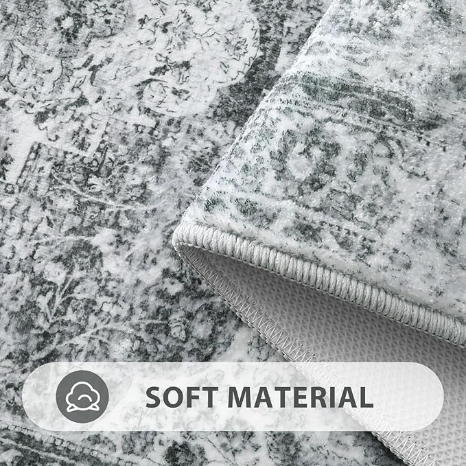Uphome Bathroom Runner, Distressed Tribal Farmhouse Gray Bathroom Mat, Large Bath Rugs Non Slip Washable, Oriental Retro Boho Bath Mat Runner for Bathtub Sink Laundry, 24x59 inch