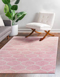 Rugs.com Lattice Frieze Collection Rug – 6' x 9' Light Pink Medium Rug Perfect for Living Rooms, Large Dining Rooms, Open Floorplans