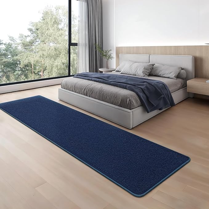 Runner Rug for Hallway, 2x8 Feet Non-Slip Washable Navy Blue Long Area Rug Runners for Hallways Bedroom, Soft Modern Comfy Memory Foam Runner Rugs Indoor Carpet for Kitchen Entrance Living Room