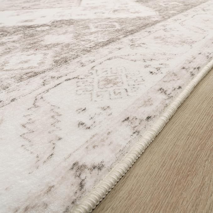 Paco Home Oriental Area Rug with Faded Vintage Look in Beige, Size: 5'3" x 7'3"