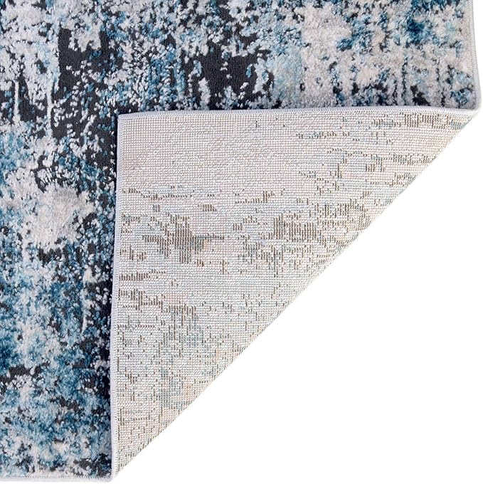 Rugs.com Leipzig Collection Area Rug – 7X10 Blue Low-Pile Rug Perfect for Bedrooms, Dining Rooms, Living Rooms