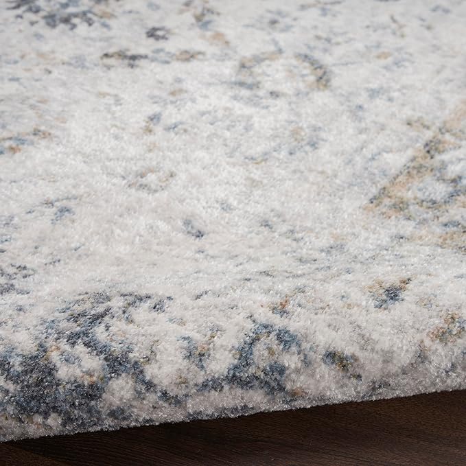 Nourison Home Astra Machine Washable Ivory Blue 2'2" x 8' Area Rug - Easy Clean, Non Shedding, Bed Room, Living Room, Dining Room, Kitchen (8' Runner)