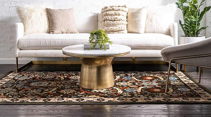Unique Loom Espahan Collection Area Rug - Cape Cod (6' 1" x 9' Rectangle, Green/ Black)