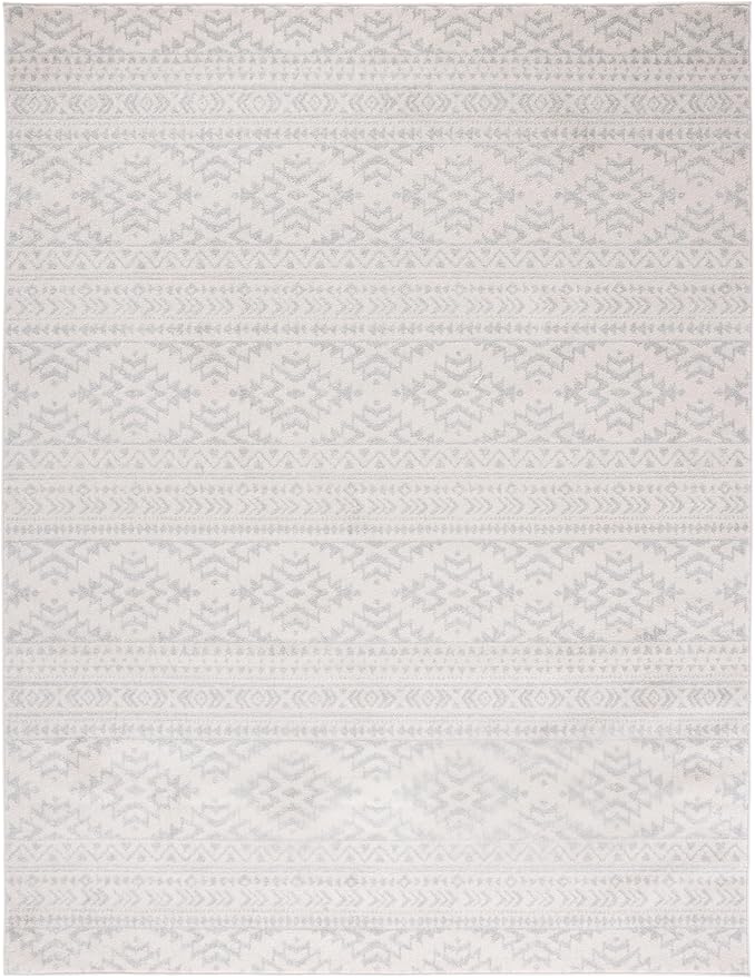 SAFAVIEH Area Rug 12x15 - Tulum Collection - Large - Ivory & Light Grey, Moroccan Boho Tribal Design, Non-Shedding & Easy to Clean, Ideal for Living Room, Bedroom, Dining Space (TUL272G)