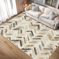Washable 5x7 Chevron Rug Living Room, Modern Abstract Art Design Area Rugs for Bedroom, Chevron Home Decor Carpet, Low Pile, Non Slip, Kids & Pet Friendly (N4194)