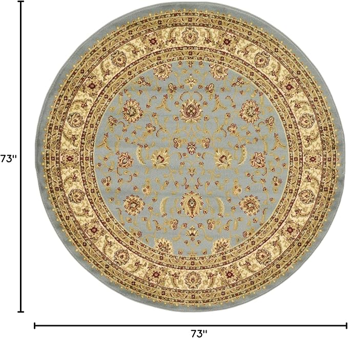 Unique Loom Voyage Collection Traditional Oriental Classic Intricate Design Area Rug (6' 0 x 6' 0 Round, Light Blue/Gold)