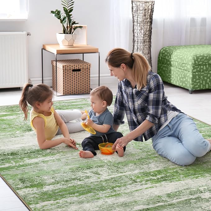 Abstract 6x9 Area Rug for Living Room Dining Room Home Office Bedroom Sage Green