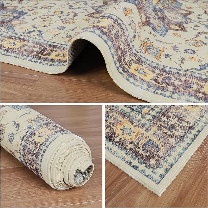 Dripex Tribal Washable Runner Rug-2x5 Non-Slip Non-Shedding Runners for Hallways Stain Resistant Kitchen Mat Laundry Entryway Carpet Runner for Doorway Entrance Bedroom Living Room Decor