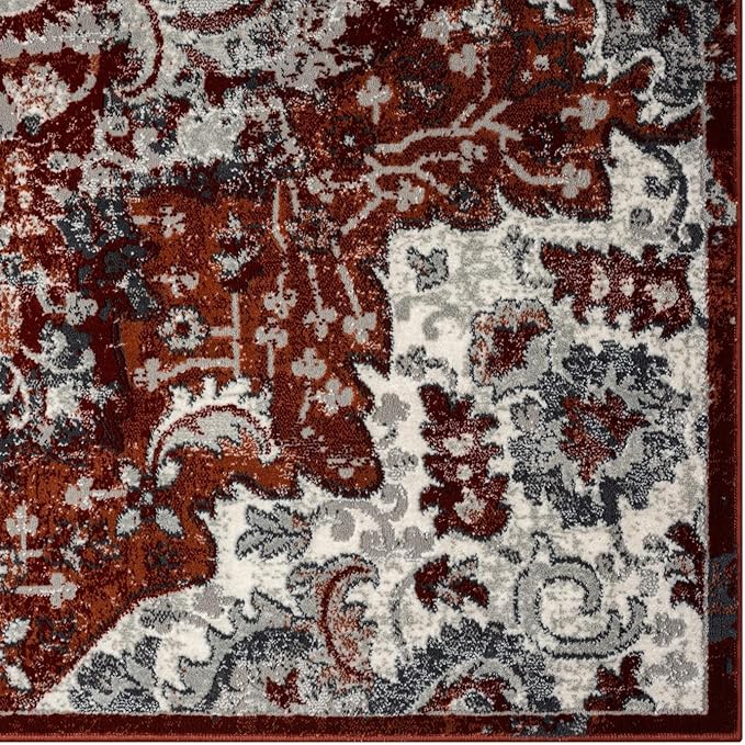LUXE WEAVERS Moroccan Red 8x10 Medallion Area Rug for Living Rooms