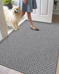 Color&Geometry Large Front Door Mat Indoor Entrance Non Slip Rubber Backed, 32"x48" Indoor Door Mats for Entryway, Dirt Trapper Double Doormat, Washable, Dark Grey (Rolled-up NO Creases)