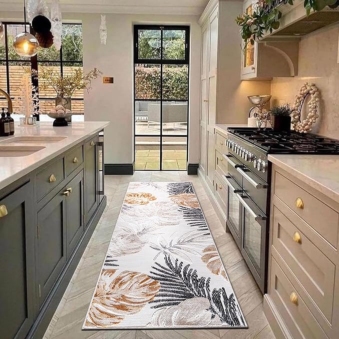 CAMILSON Runner Outdoor Rugs Oriental Retro Traditional Floral Medallion Area Rug 2x10 Non-Shedding Stain Resistant Indoor Carpet for Bathroom Hallway Kitchen Office (2 x 10 / Yellow)