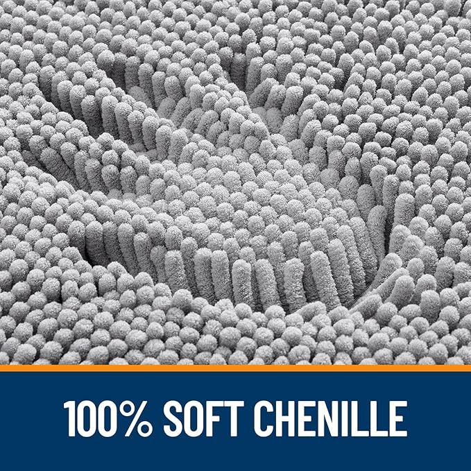 OLANLY Bathroom Rugs 45x27, Extra Soft Absorbent Chenille Bath Rugs, Rubber Backing Quick Dry, Machine Washable Bath Mats for Bathroom Floor, Tub and Shower, Home Decor Accessories, Grey