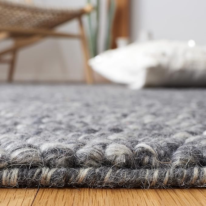 SAFAVIEH Area Rug 9x12 - Natura Collection - Large - Dark Grey, Handmade Wool Blend, Textured Design, Ideal for Living Room, Bedroom, Dining Space (NAT620H)