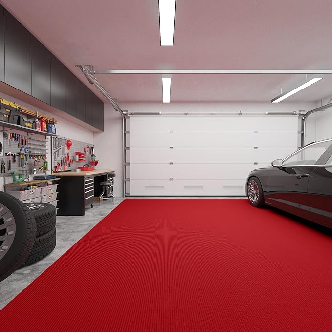 Ottomanson 6'6" x 37' Hallway Runner with Scraper Pile Extra Durable Non-Slip Rug Mat for Indoor & Outdoor Use - Ideal for Kitchen, Entryway, Patio & Garage - High-Traffic Carpet, Red