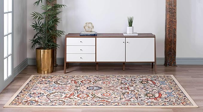 Unique Loom Espahan Collection Area Rug - Cape Cod (7' 1" x 10' Rectangle, Cream/ Black)