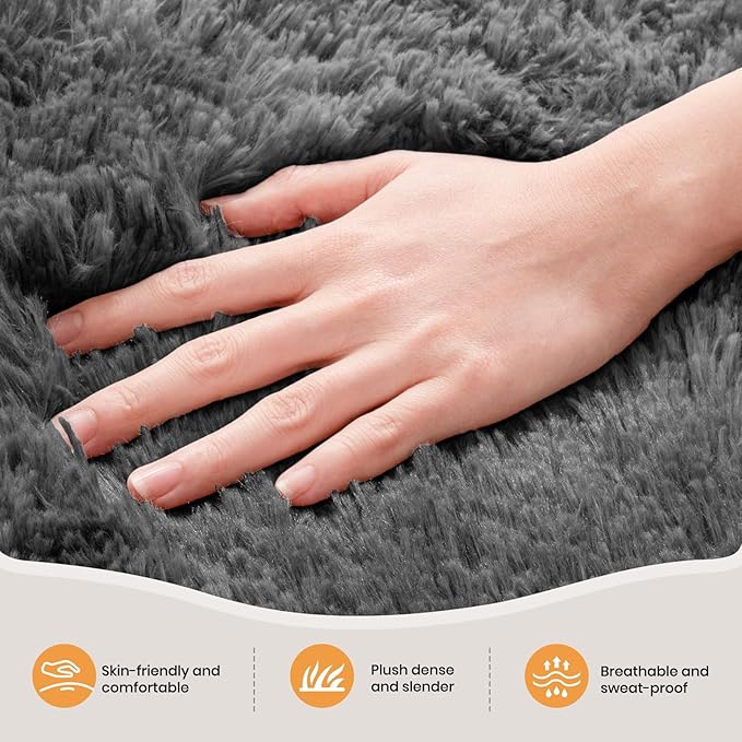 Zentavio Area Rugs for Living Room 5x8 Large Rugs for Bedroom Carpet Fluffy Fuzzy Soft Shag Aesthetic Plush High Pile Gray Throw Rug for Nursery Kids Room Dorm Marble Grey