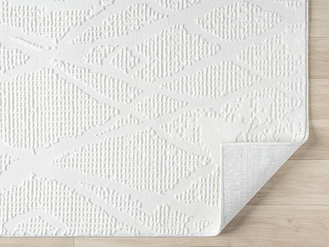 Adel Modern Area Rug for Living Room, 4x6 Rustic Distressed Abstract Cream Neutral Rug, Medium Pile Stain Resistant Carpet for Bedroom, Dining Room or Kitchen (4' x 6', Cream)