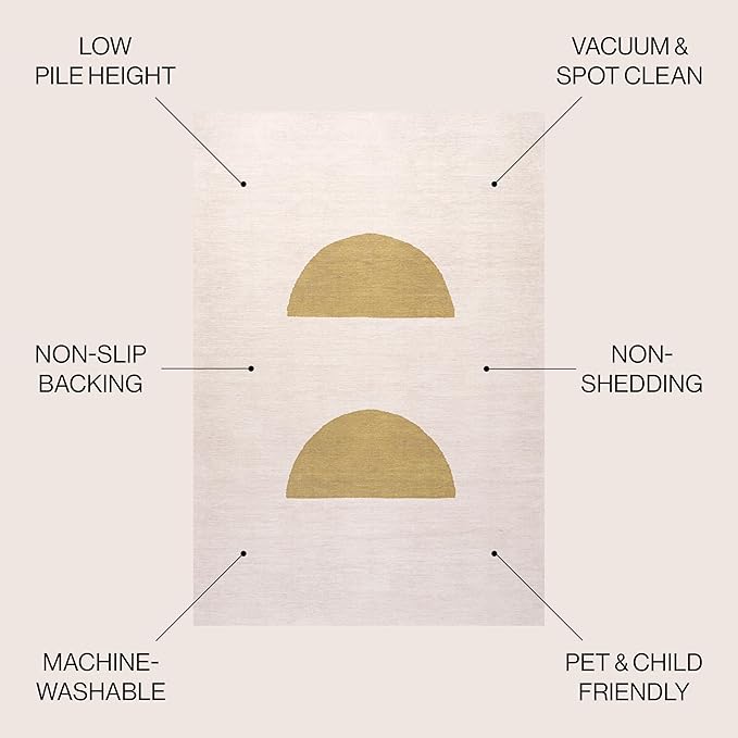 JONATHAN Y Machine Washable Cream/Moss Indoor Area Rug 4X6 ft, Luola Minimalist Geometric for Living Room, Bedroom, Kitchen, Office, Easy-Cleaning, High Traffic, Pet-Friendly, Non-Shedding WSH112A-4