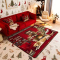 Merry Christmas Area Rug 3x5 Puppy Christmas Tree Rugs for Living Room | Little Cat Pup Dog Washable Rug, Cute Pet Animal Golden Retrievers Carpet Indoor Floor Mat