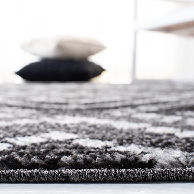 SAFAVIEH Adirondack Collection Runner Rug - 2'6" x 6', Black & Ivory, Modern Diamond Distressed Design, Non-Shedding & Easy Care, Ideal for High Traffic Areas in Living Room, Bedroom (ADR131A)