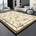 Medieval French Style Area Rugs 4x6ft, Off-White Botanical Leaf Pattern Rug, Low Pile Carpet, Washable & Non-Slip for Living Room, Bedroom, Dining Room, Dorm